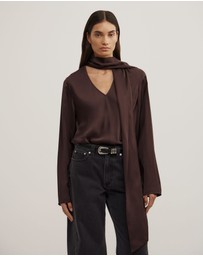 Witchery - Long Sleeve V-neck Scarf Top