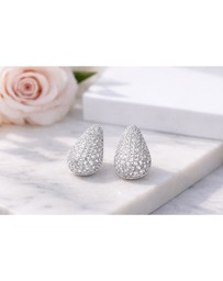 Honey and Beau - Gold Pavé Teardrop Stud Earrings