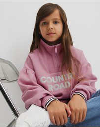 Country Road - Australian Cotton Blend Sequin Half Zip Sweat
