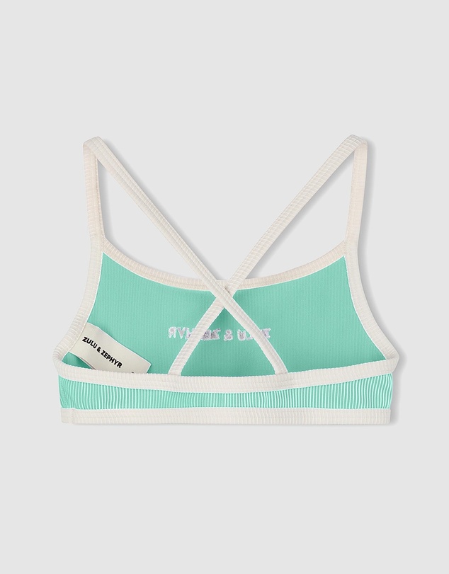 Zulu & Zephyr Mini - Mini Stripe Logo Bikini Top - Kids-Teens