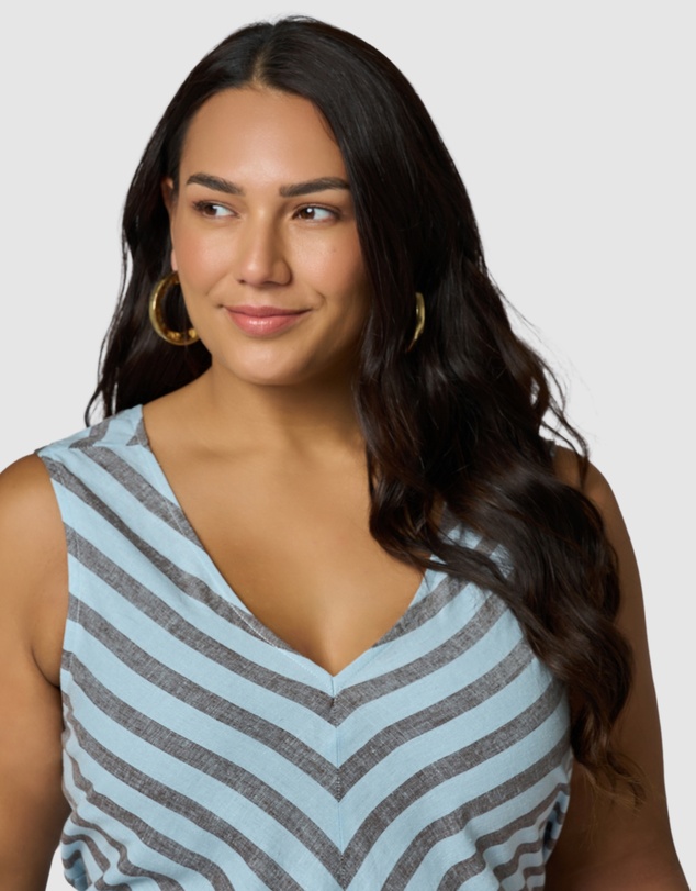 Something 4 Olivia - Sage Striped Linen Maxi Dress