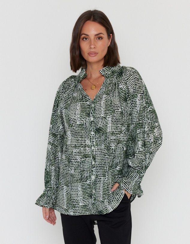 ALEXANDRA - Meeka Blouse Emerald Textured Print