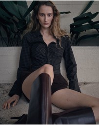 M.N.G - Gathered Plaid Blouse
