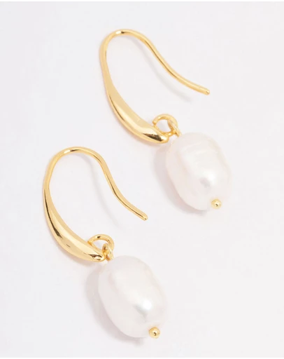 Lovisa - Gold Plated Freshwater Pearl Medium Hook Drop Earrings