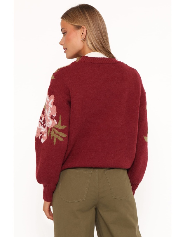 Petal & Pup - Ford Sweater - Burgundy Pink Floral