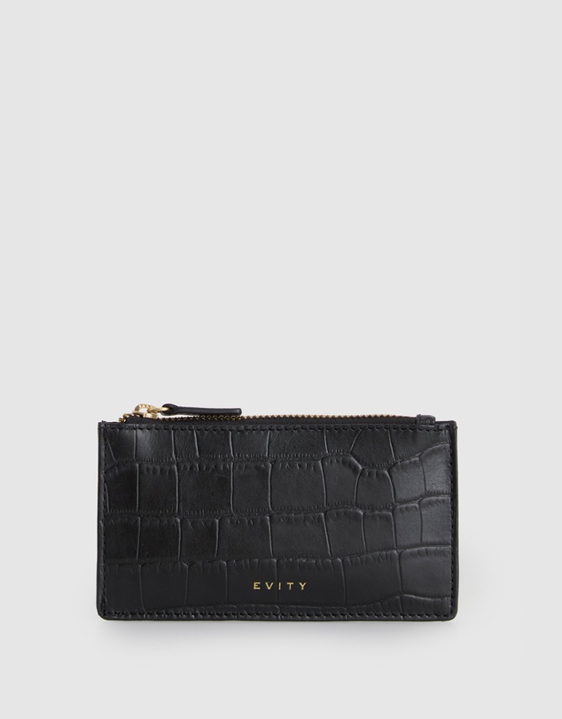 Evity - Lila Croc Emboss Leather CC Holder