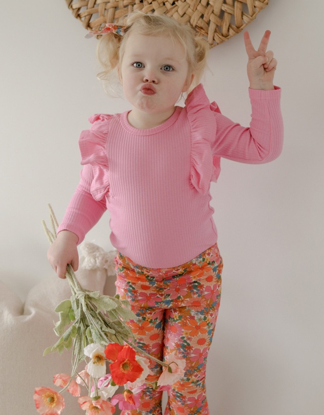 WITH LOVE FOR KIDS - Shimmy Wide Ribbed Long Sleeve Top - Kids