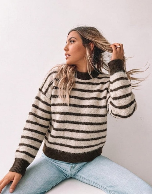Esther & Co - Pollock Knit - Choc Stripe