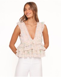 Petal & Pup - Yana Ruffle Top - Pastel Pink Floral