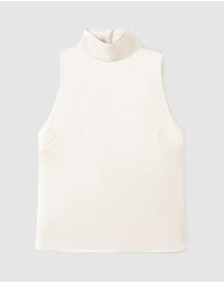 M.N.G - High Collar Satin Blouse
