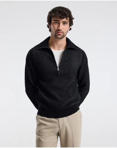Calibre - Quarter Zip Merino Wool Sweater Black