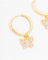 Lovisa - Gold Plated Sterling Silver Cubic Zirconia Butterfly Earrings
