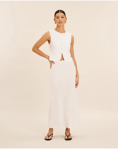 AERE - Linen Bias Cut Midi Skirt