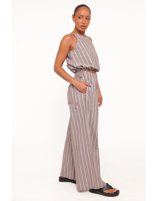 Petal & Pup - Avire Pant Set - Beige Blue Stripe