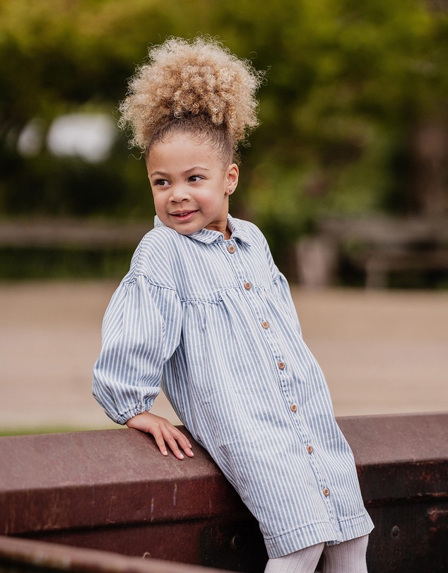 Fox & Finch - Winter Vacay Stripe Denim Dress - Kids