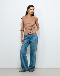 AERE - Lea Gathered Linen Top