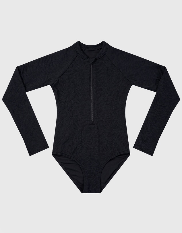 Aqua Blu Kids - Stepping Stones Black Long Sleeve One Piece - Teens