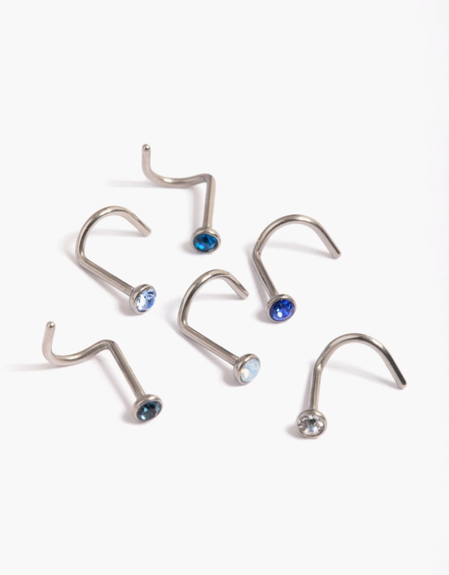 Lovisa - Titanium Crystal Basic Nose 6-Pack