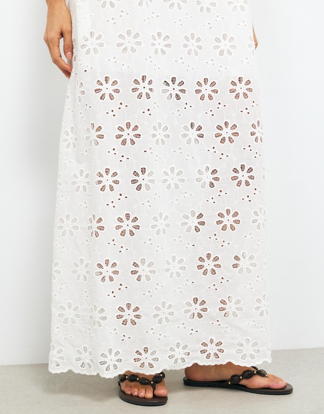 AERE - Vivi U Neckline Broderie Maxi Dress