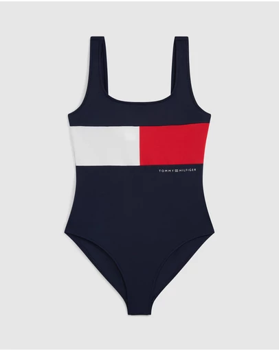 Tommy Hilfiger - Classic Colour-Blocked Square Neck Swimsuit - Teens