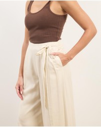 Atmos&Here - Liora Linen Blend Pants With Side Tie