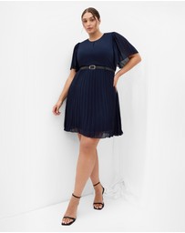 City Chic - Plus size Newberry Street Pleat Dress - navy