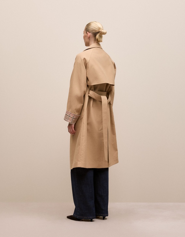 Trenery - Cotton Twill Cuff Detail Trench Coat in Tan