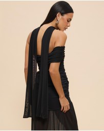 CHANCERY - Bree One Shoulder Self Scarf Maxi Dress