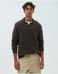 AERE - Brushed Alpaca Blend Knit Polo
