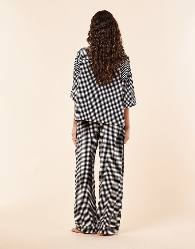 Papinelle - Seersucker Gingham Short Sleeve Shirt and Full Length Pant PJ