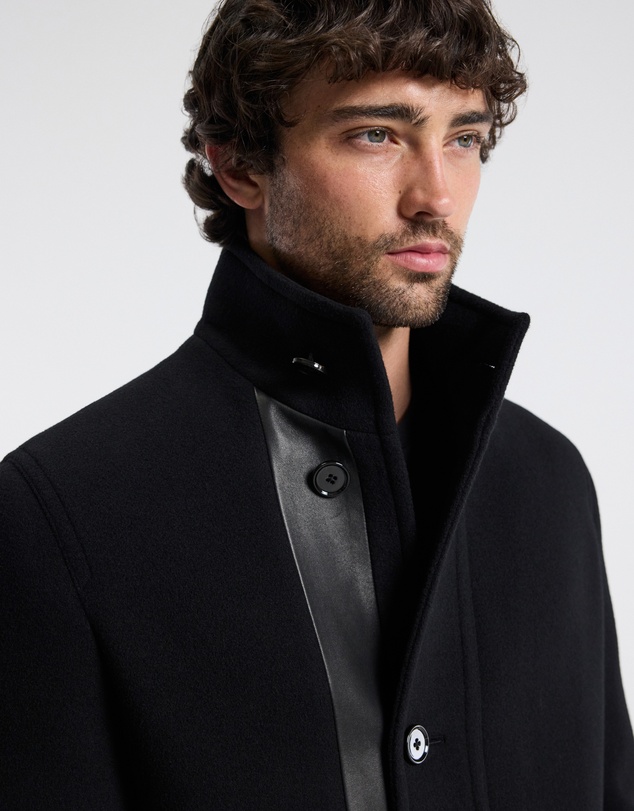 Calibre - Wool Funnel Neck Coat Black