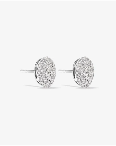 Michael Hill - 0.30 Carat TW Oval Shaped Diamond Cluster Stud Earrings in 10kt White Gold