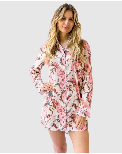 Sant And Abel - Women's Martinique® Pink Banana Leaf Night Shirt