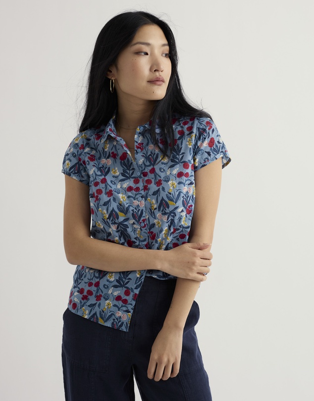 Seasalt - Seasalt Cornwall Blue Rushmaker Short Sleeve Shirt