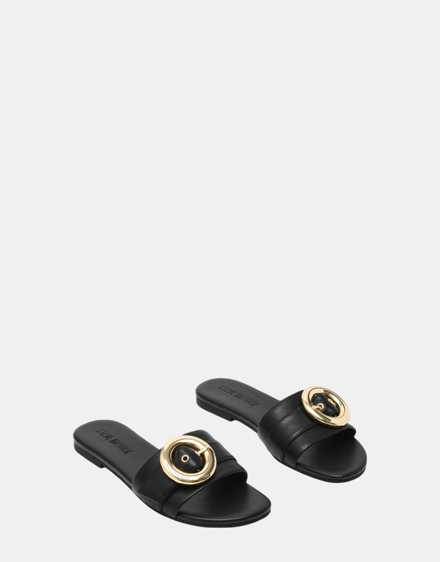 Steve Madden - Marta Black Leather Sandals