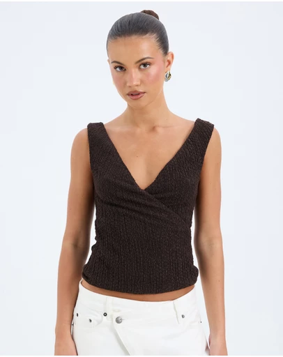 Calli - Romy Textured Jersey Cross Over Top