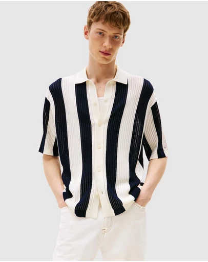 Tommy Hilfiger - Open Knit Polo Button Through