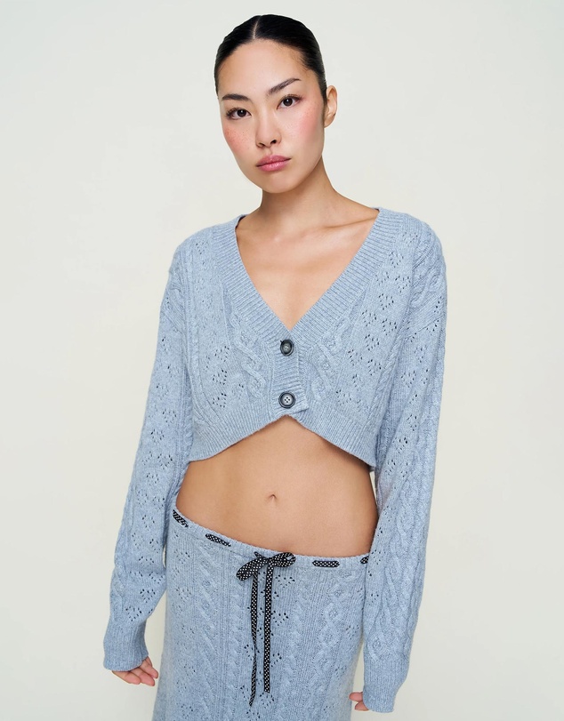 Guizio - Cable Knit Crop Cardigan
