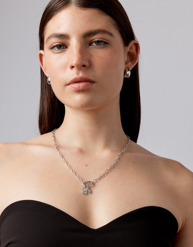 Michael Hill - Letter U Mother of Pearl Initial Pendant in Sterling Silver