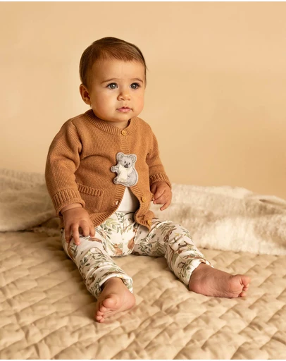 Bebe by Minihaha - Charlie Koala Organic Knitted Cardigan - Babies
