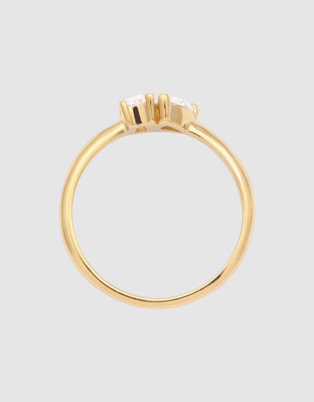 Elli Jewelry - Ring Crystal Rectangle 925 Sterling Silver Gold-Plated