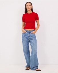 Calli - Melton Fitted Knit Tee