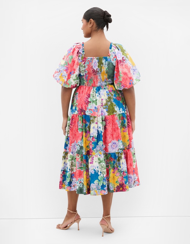 City Chic - Fantasy Berry Floral Print V Neck Dress