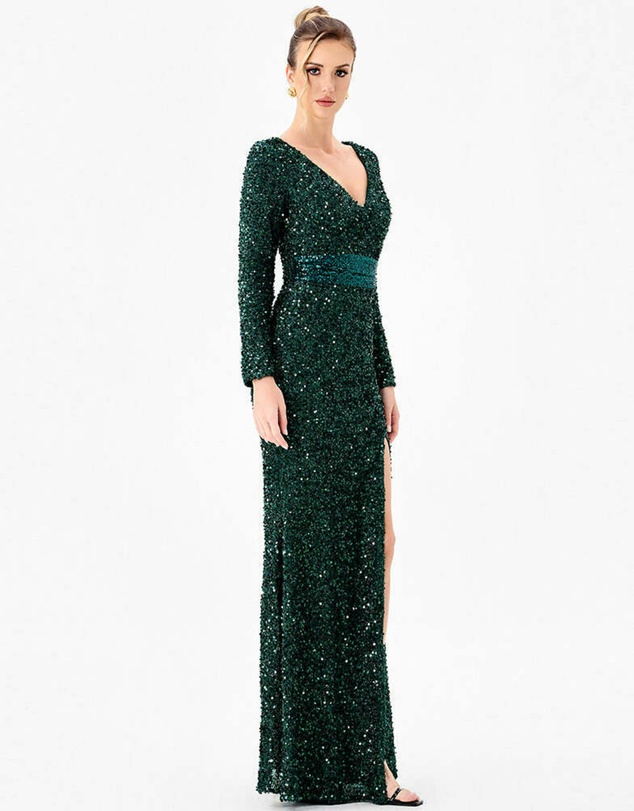 Bariano - Clyra Sleeved Sequin Maxi