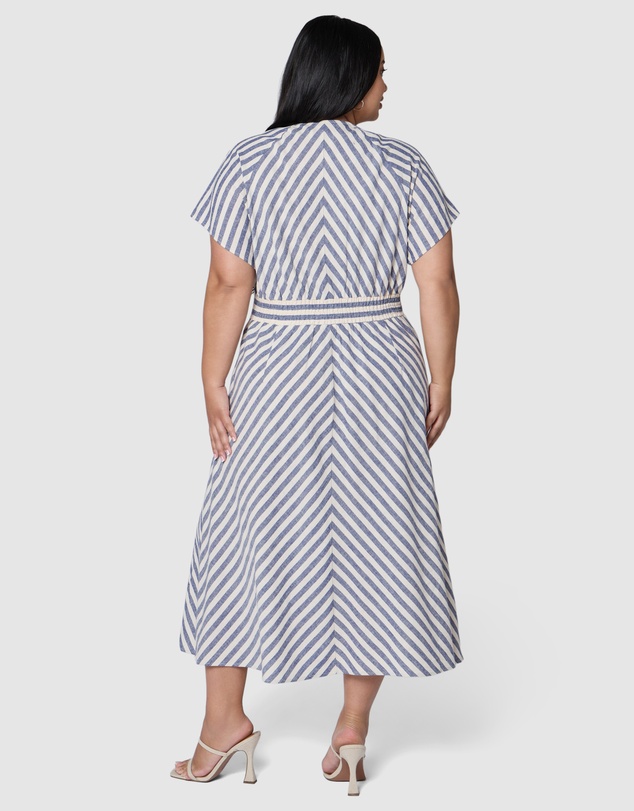 Something 4 Olivia - Allegra Linen Stripe Midi Dress