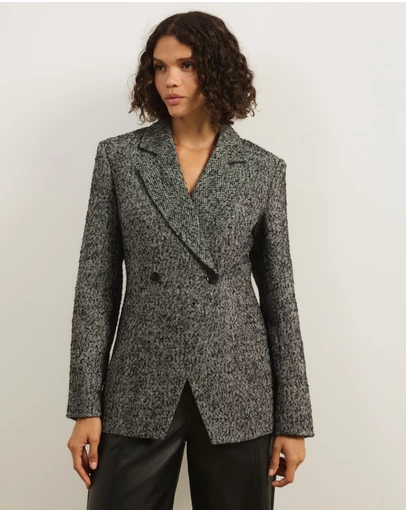 Atmos&Here - Beth Cinched Waist Tweed Blazer