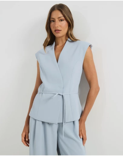 Atmos&Here - Marnie Sleeveless Blazer With Extended Shoulder