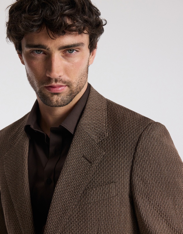 Calibre - Unstructured Micro Jacquard Wool Blazer Mocha