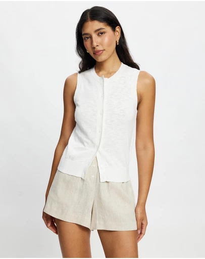 White By FTL - Kyra Button Tank