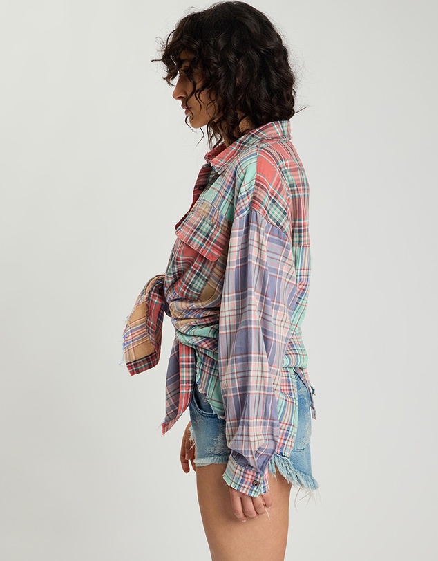 ONE TEASPOON - Sunset Madras Check Tie Back Shirt